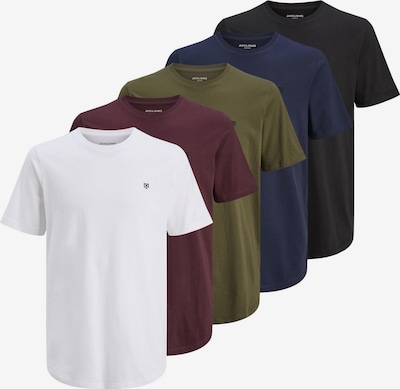 XS dydžio Marškinėliai 'JPRBLABrody' iš Jack & Jones Premium, spalva – tamsiai mėlyna / alyvuogių spalva / rubinų raudona / juoda / balta, Prekių apžvalga