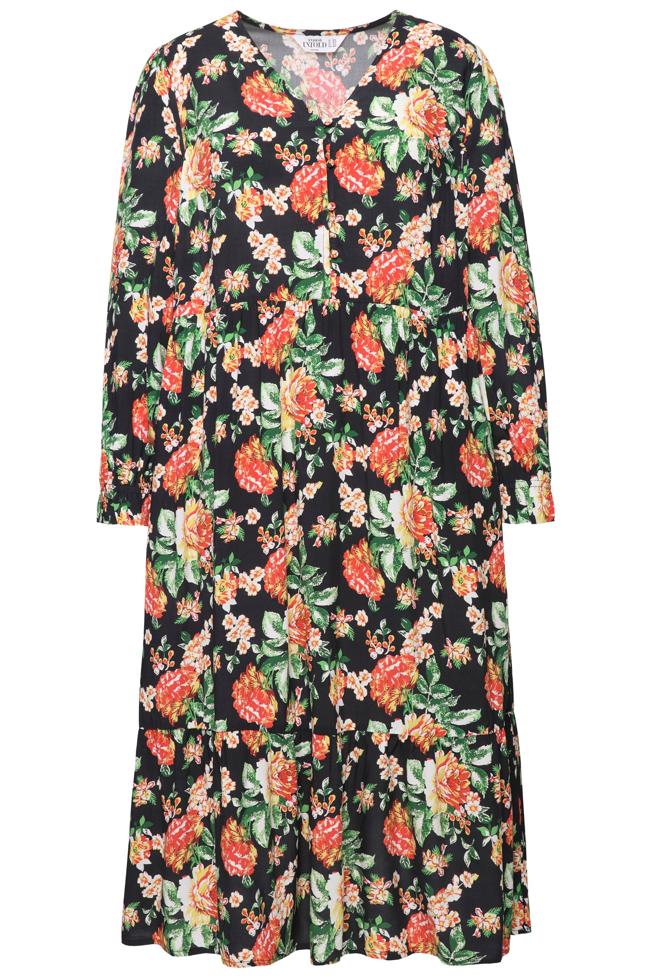 Studio Untold Kleid in gelb / grün / orange / rot / schwarz / weiß, Produktansicht