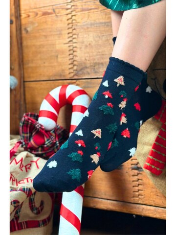 Sokisahtel Sokker 'BETH cotton socks with Christmas trees' i blandingsfarvet: forside