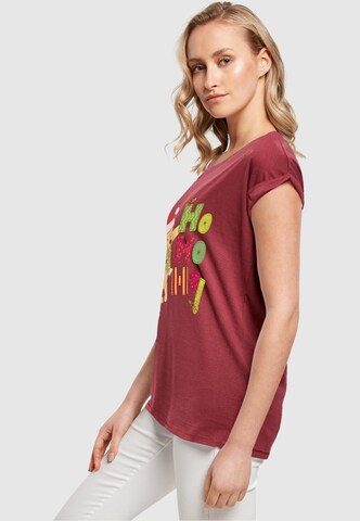 T-shirt 'Winnie The Pooh - Ho Ho Ho Scarf' ABSOLUTE CULT en rouge