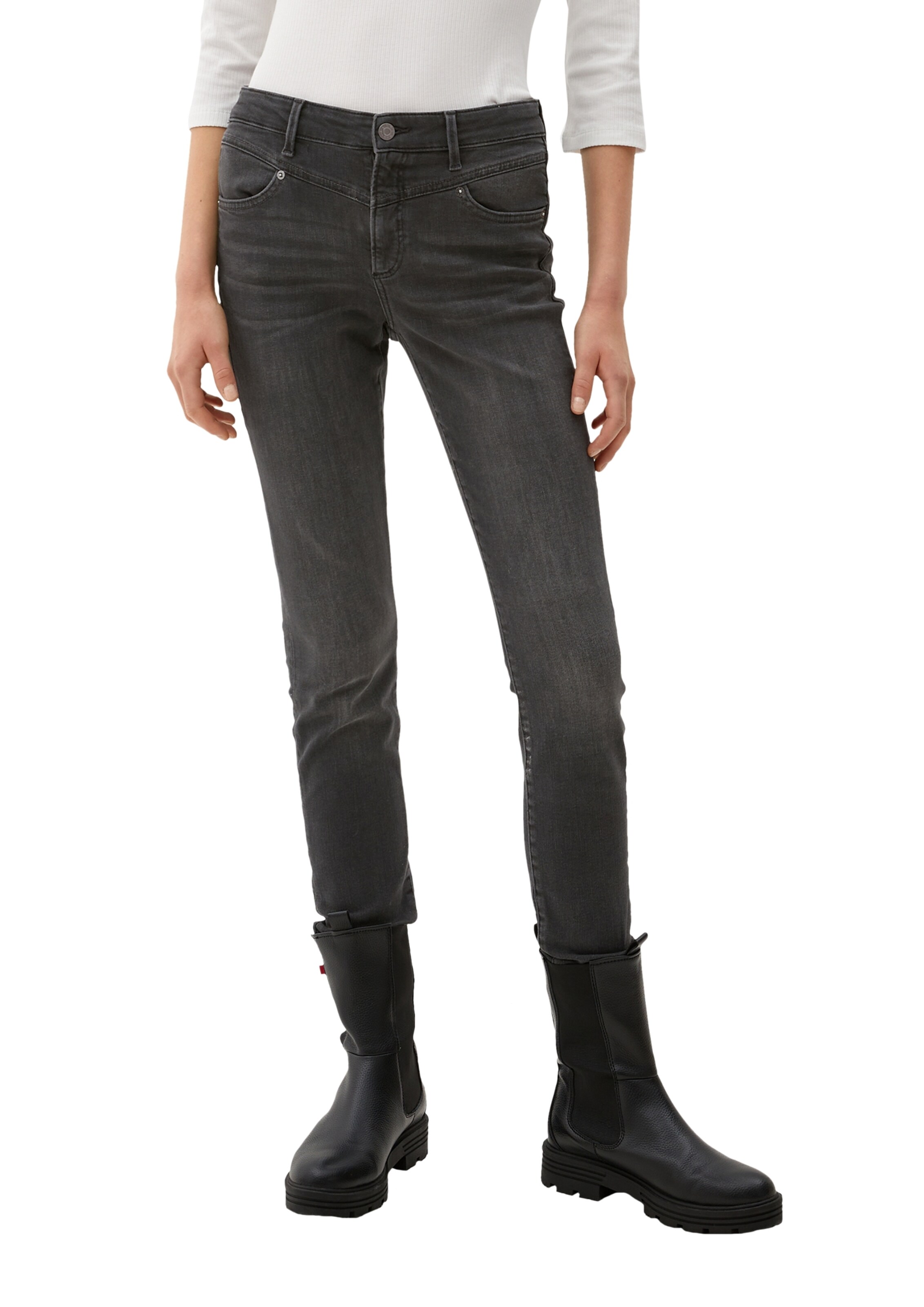 s.Oliver Slimfit Jeans 'Izabell' in Grijs: voorkant