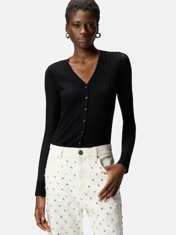 PINKO Gebreid vest 'CALDO CARDIGAN BLEND WS SILK CON TRASPARENZA' in Zwart: voorkant