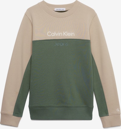 Calvin Klein Jeans Sweat en beige foncé / kaki / blanc, Vue avec produit