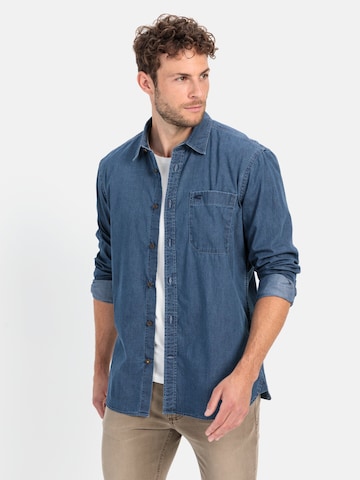 CAMEL ACTIVE Slim Fit Langarm Hemd in Denim-Optik in Blau: Vorderseite