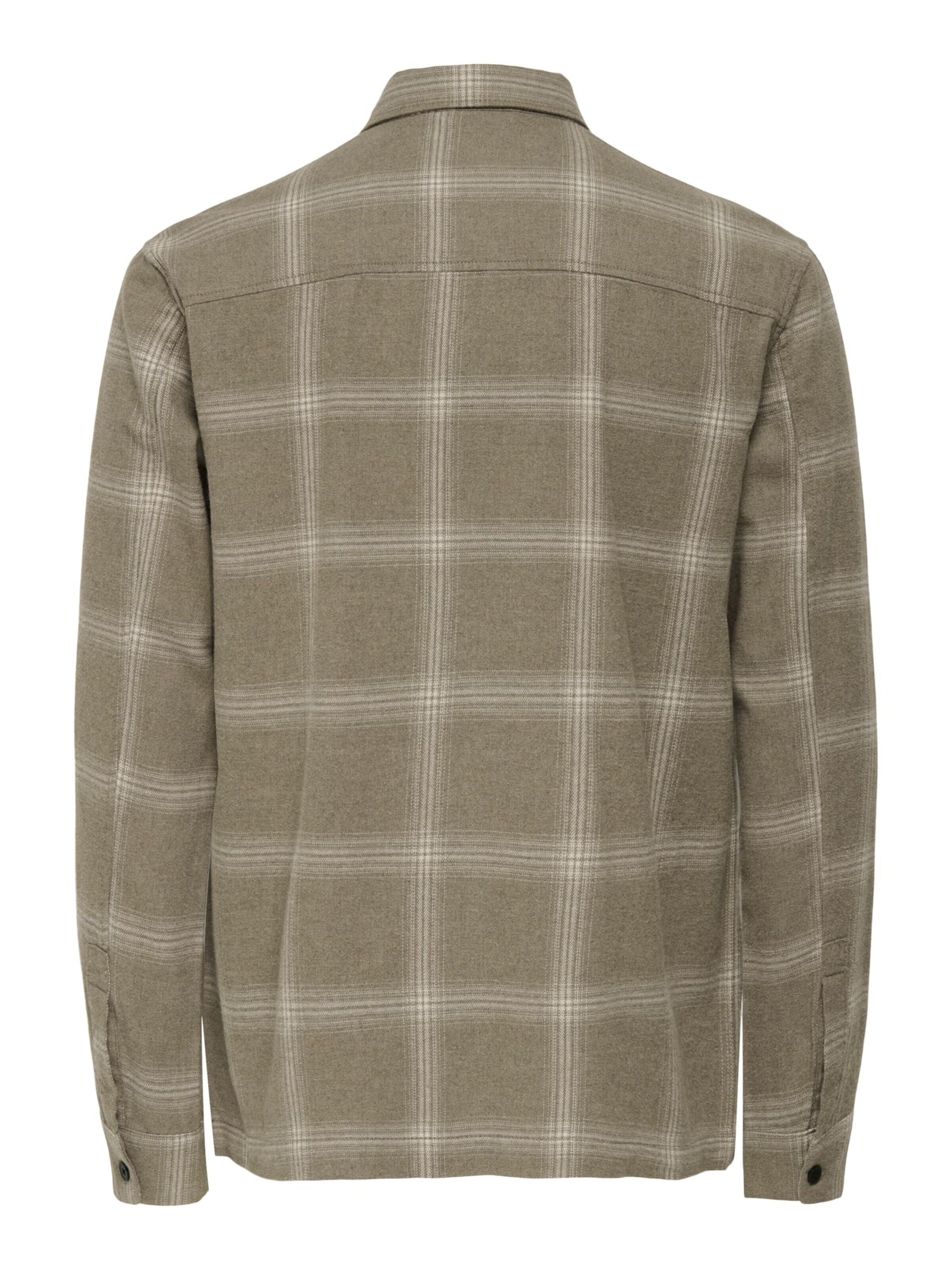 Only & Sons Comfort fit Button Up Shirt 'Aiden' in Brown