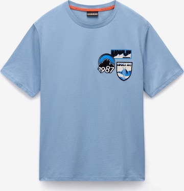 Tricou 'S-MONTEPIANA' de la NAPAPIJRI pe albastru: față