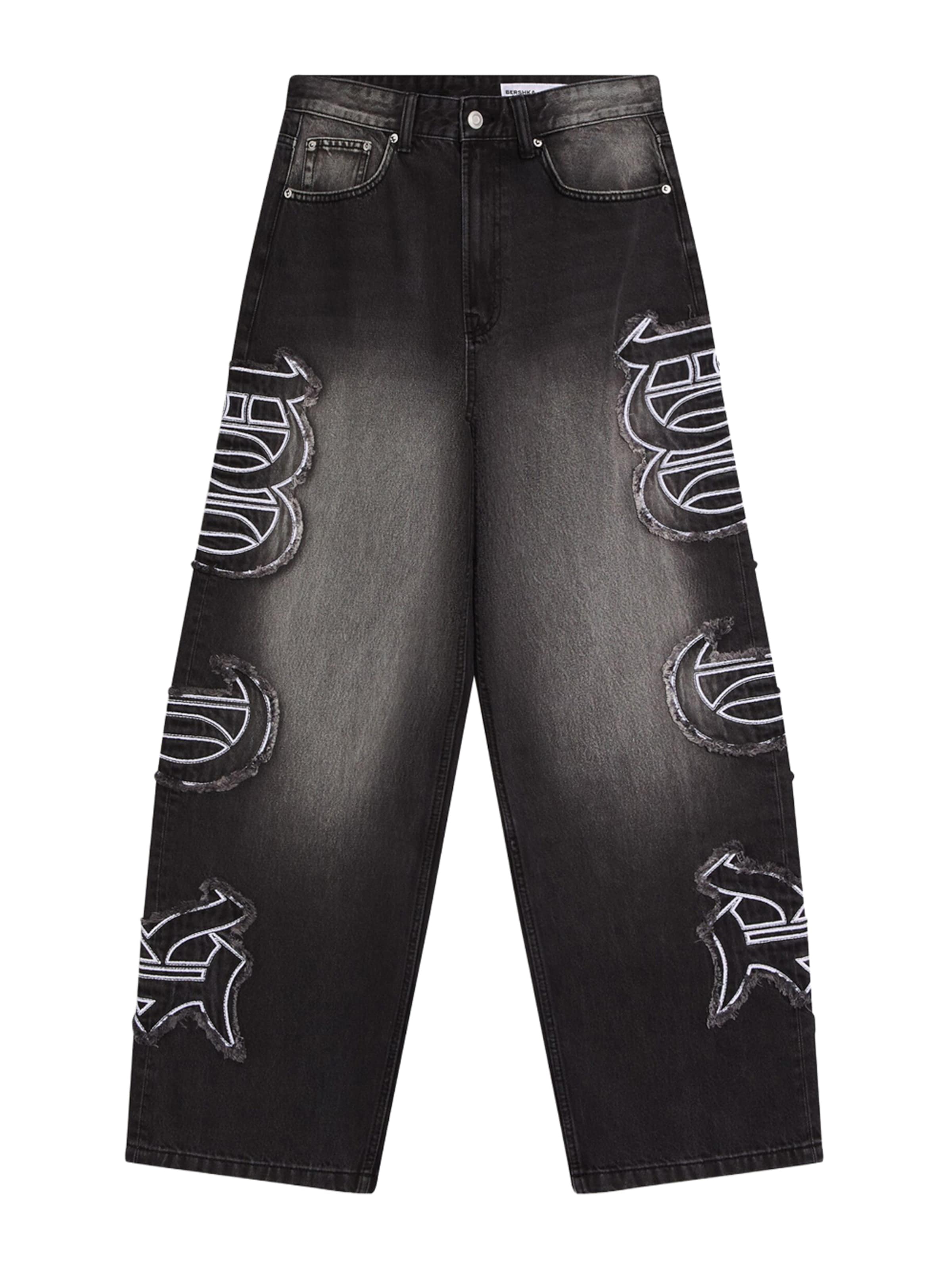 Bershka Baggy Дънки в черно: отпред