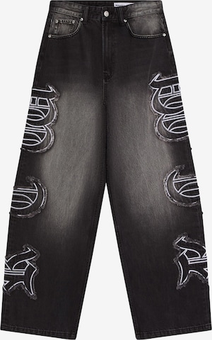 BershkaBaggy Traperice - crna boja: prednji dio