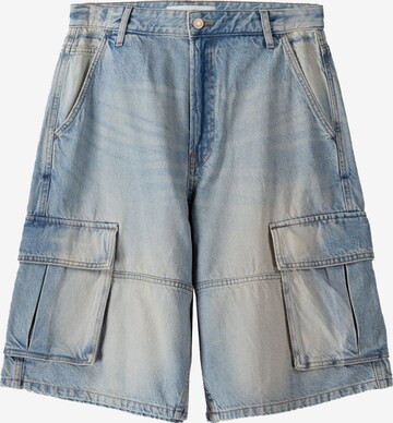 Bershka Loosefit Cargojeans in Blauw: voorkant