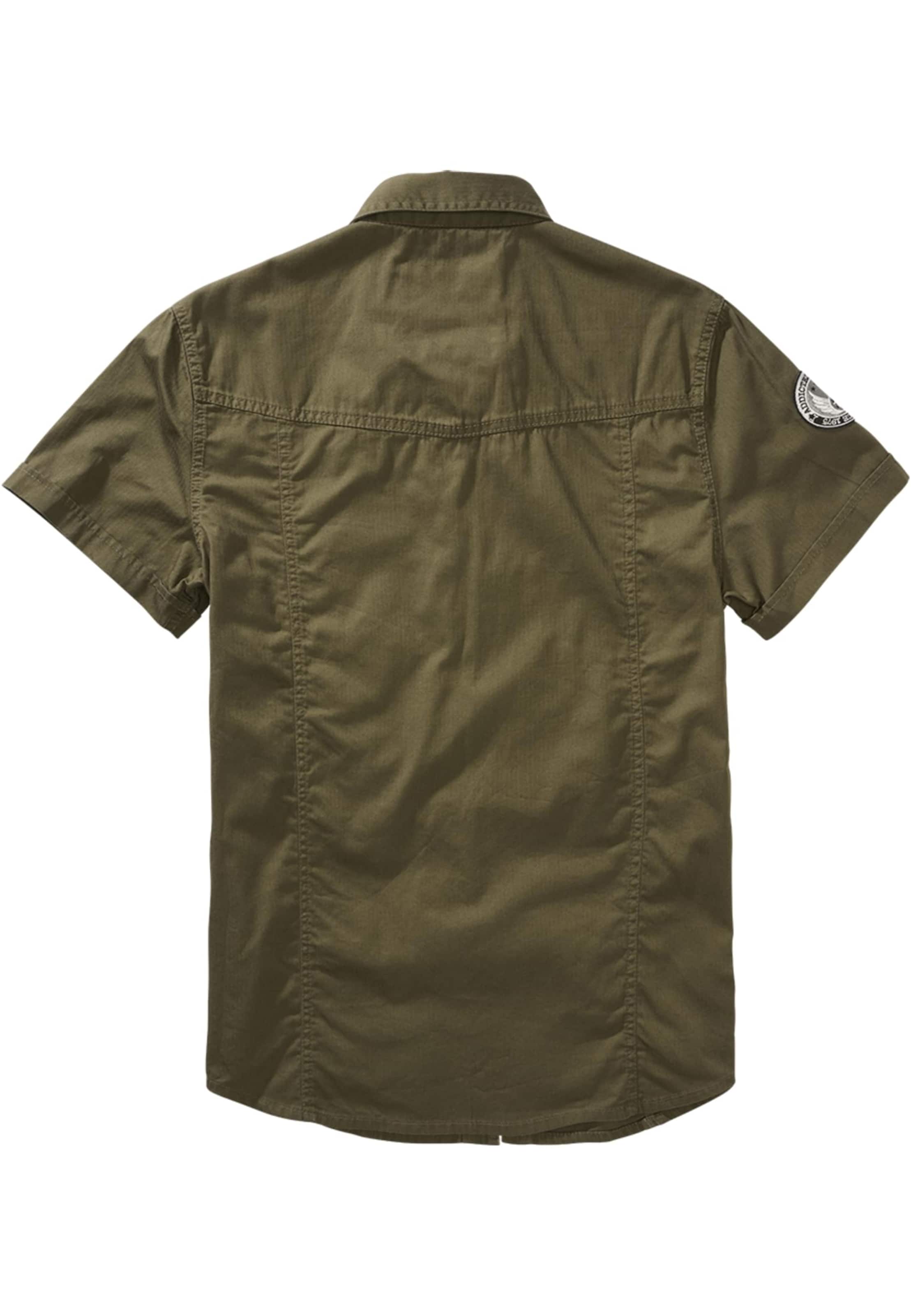 Brandit Regular fit Button Up Shirt 'Luis' in Green