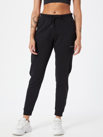 Tapered Pantaloni sport de la Reebok pe negru: față