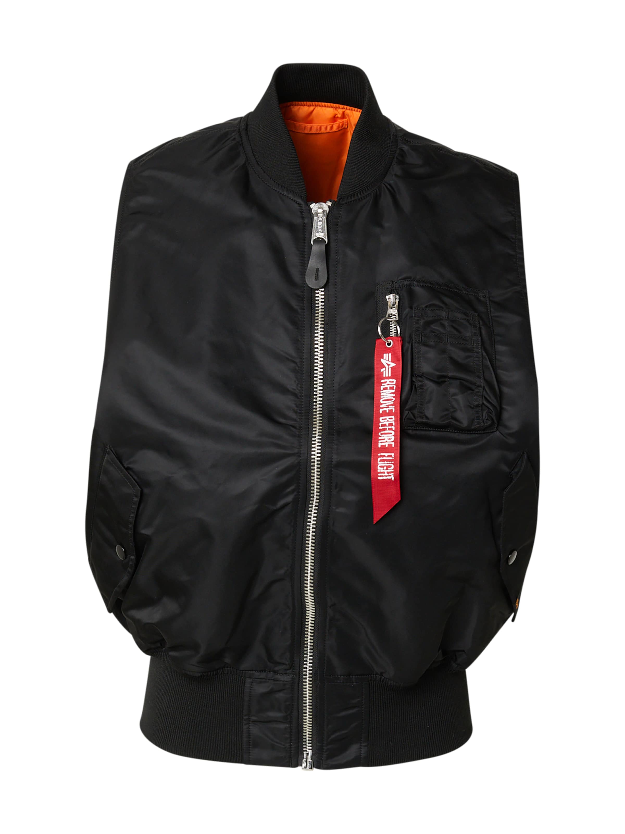 juoda ALPHA INDUSTRIES Liemenė 'MA-1': priekis