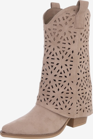 Ital-Design Cowboystiefel in Braun: Vorderseite