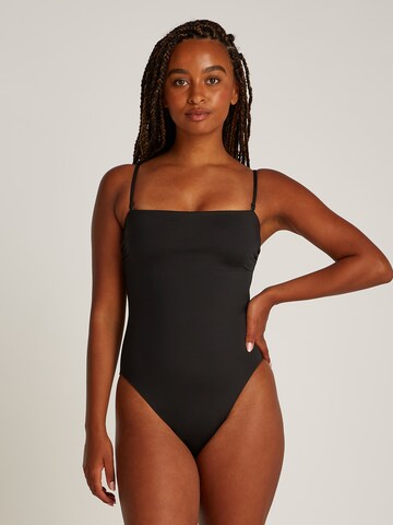 Calvin Klein Swimwear Bralette Swimsuit in Black: front