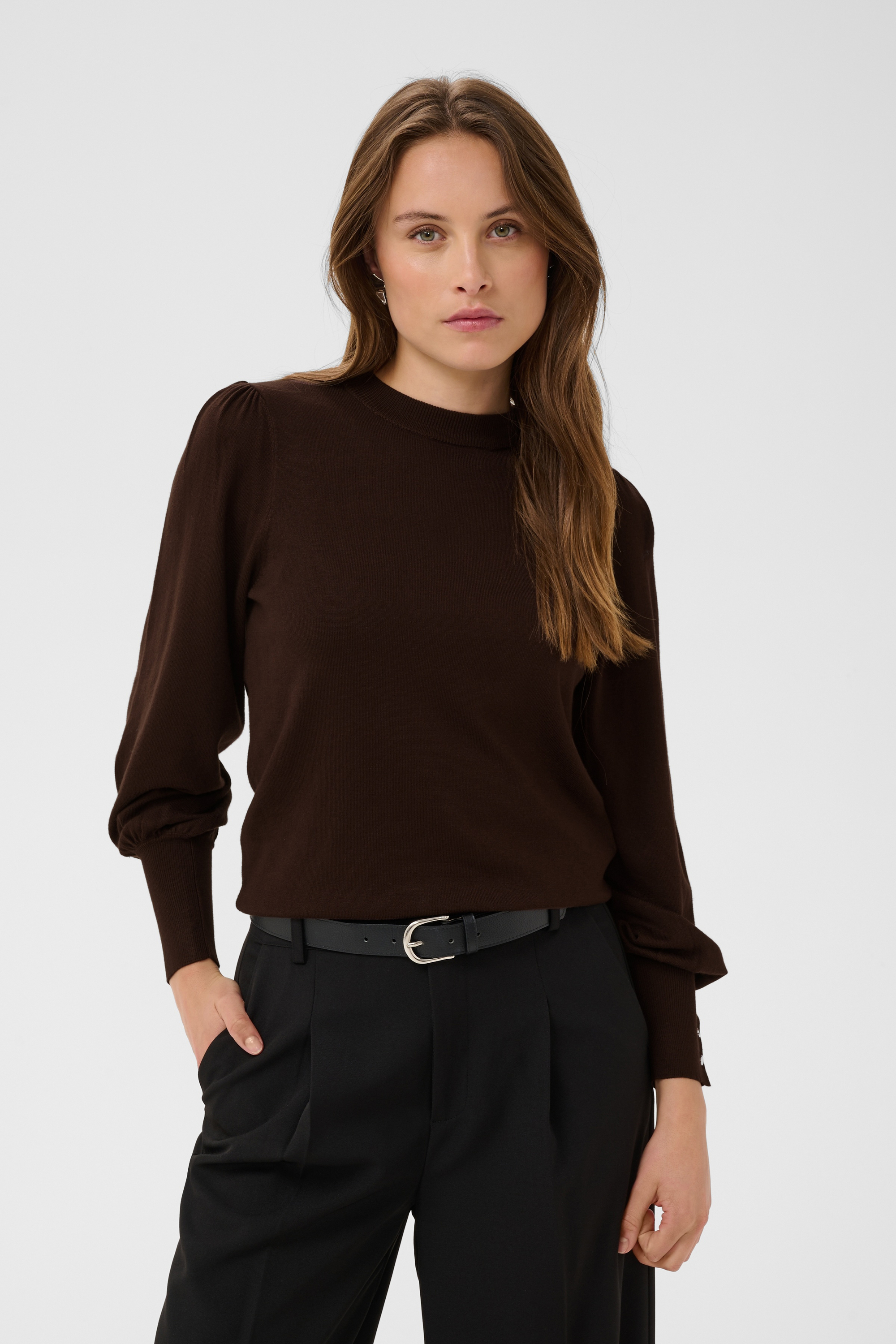Pull-over Kaffe en marron : devant