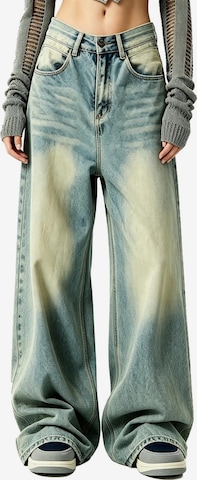 KoJooin Jeansy 'Damen Oversize Baggy Wide Leg Jeans Verwaschener Used Waschlook Trendige Loose Fit Denim Hose' w kolorze niebieski: przód