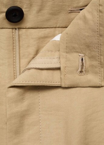 MANGO MAN Regular Pleat-Front Pants 'Vulcano' in Beige