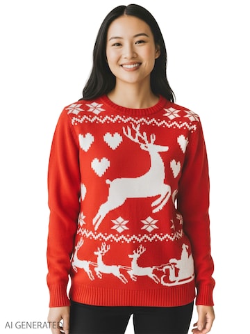 United Labels Pullover 'Weihnachtspullover Rentiere'‌‌‌‌‌‌‌‌ in Rot