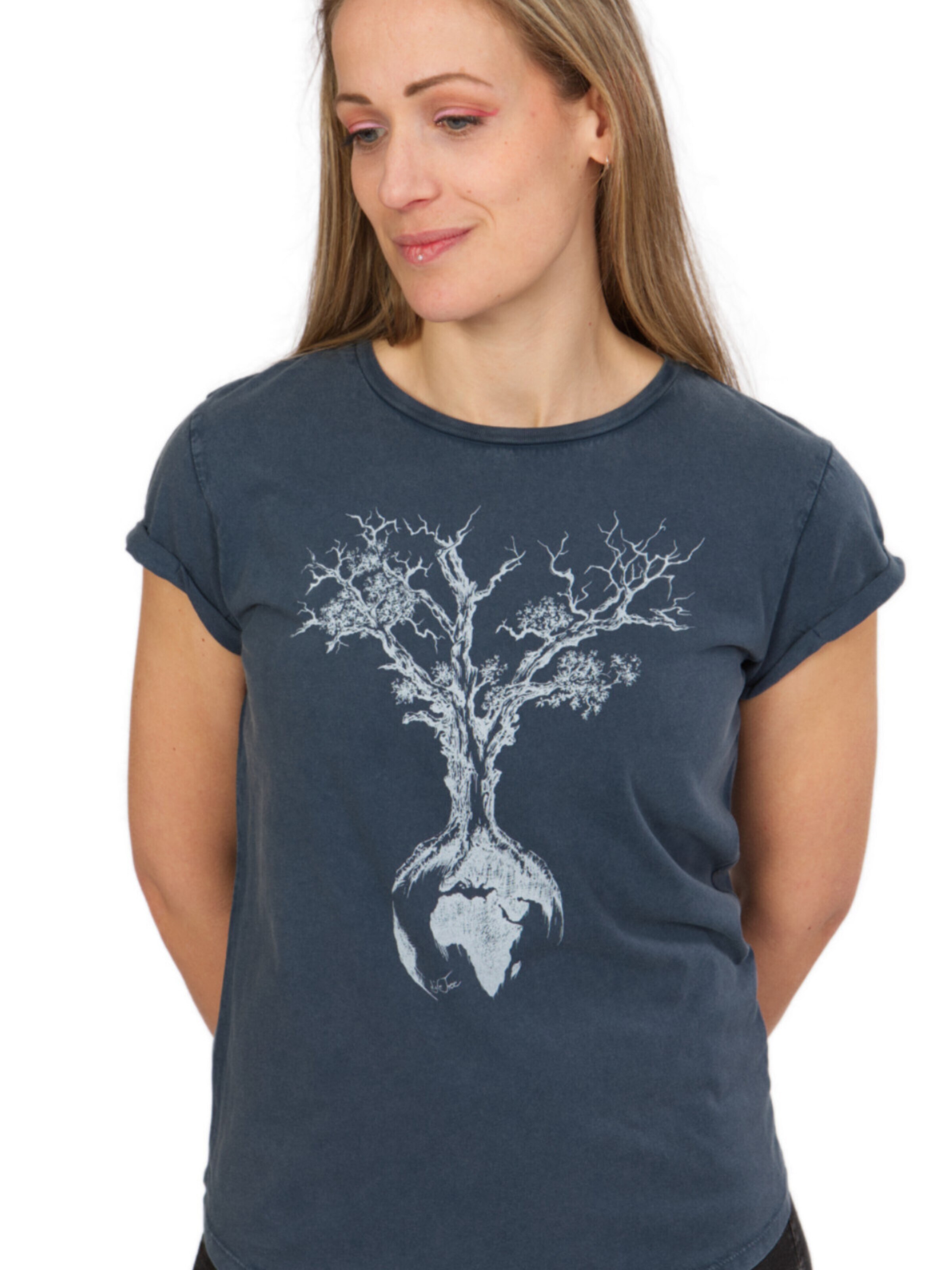 Life-Tree Shirt 'Fairwear Organic Weltenbaum' in Blue