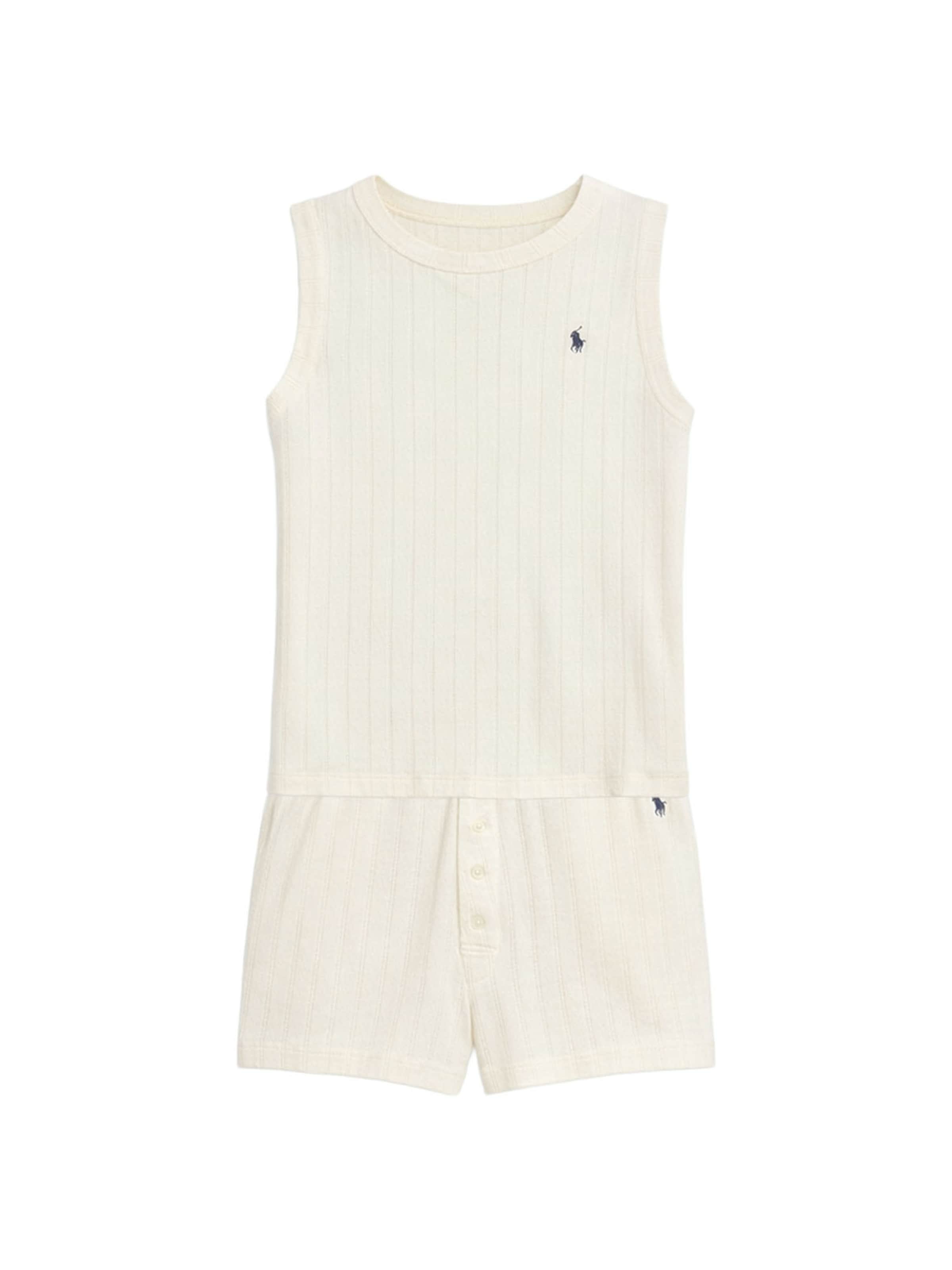 Polo Ralph Lauren Pajama ' Polo Pointelle ' in White: front