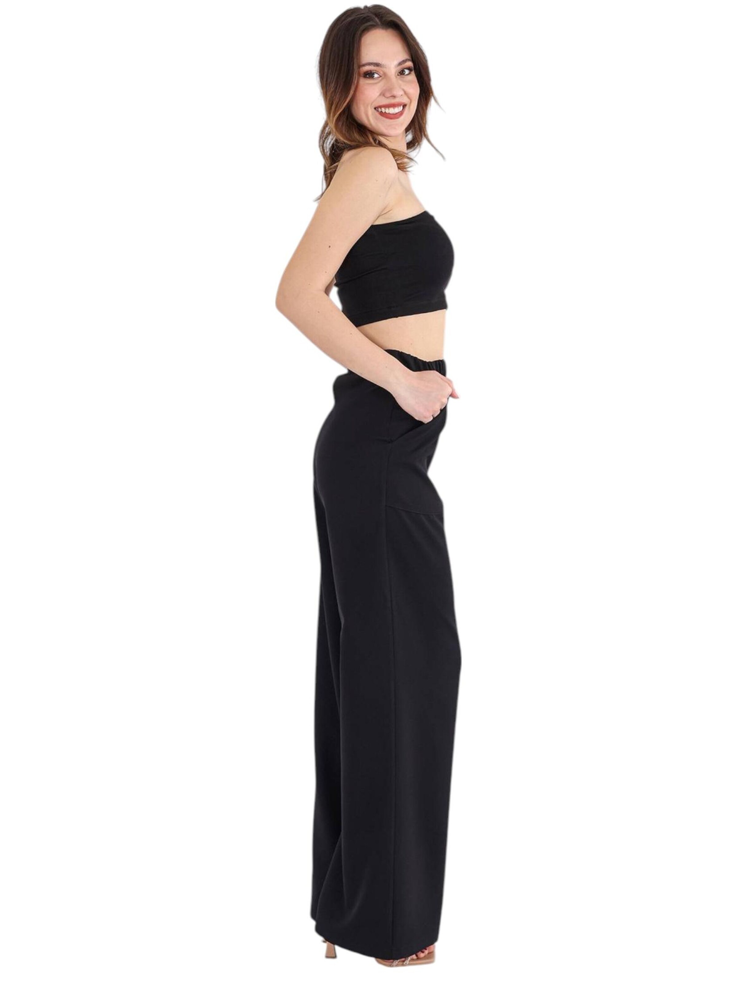 Wide leg Pantaloni 'ALIN' di fashionshowcase in nero