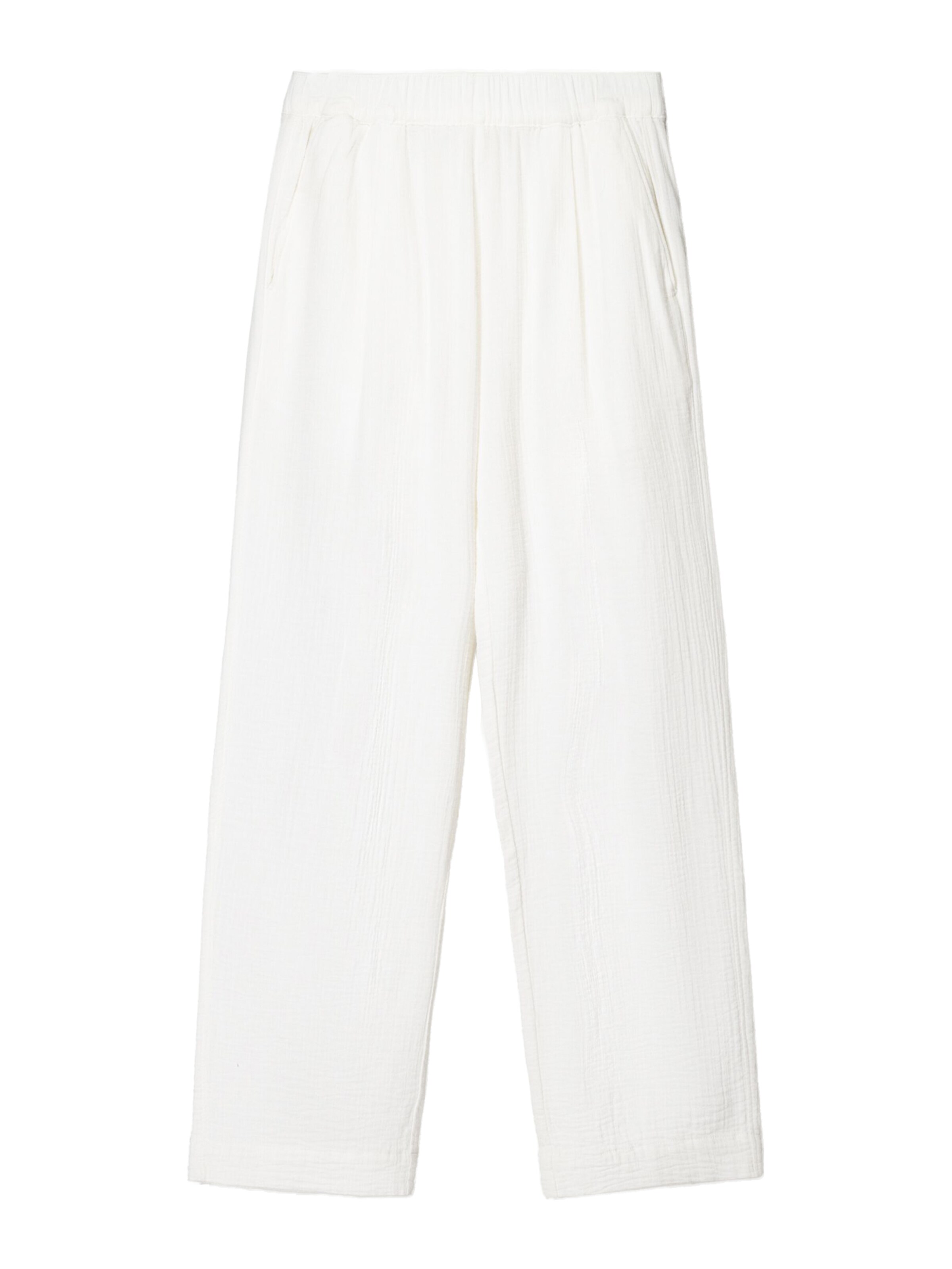 Bershka Wide Leg Bukser i hvid: forside