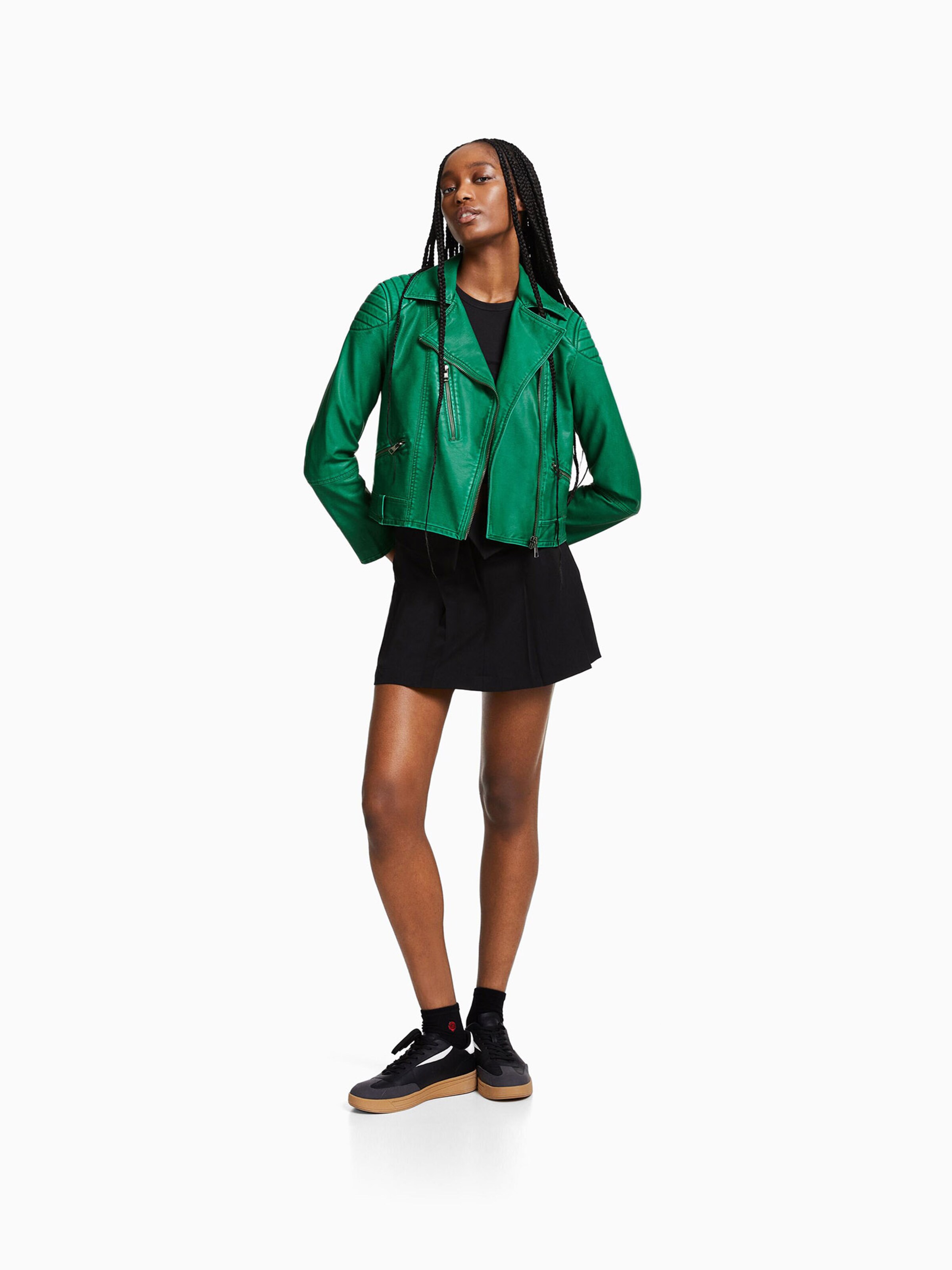 Bershka green leather skirt cheap
