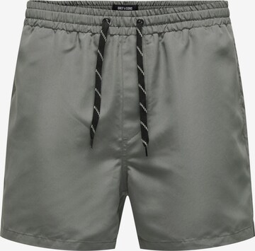 Shorts de bain 'Ted' Only & Sons en gris : devant