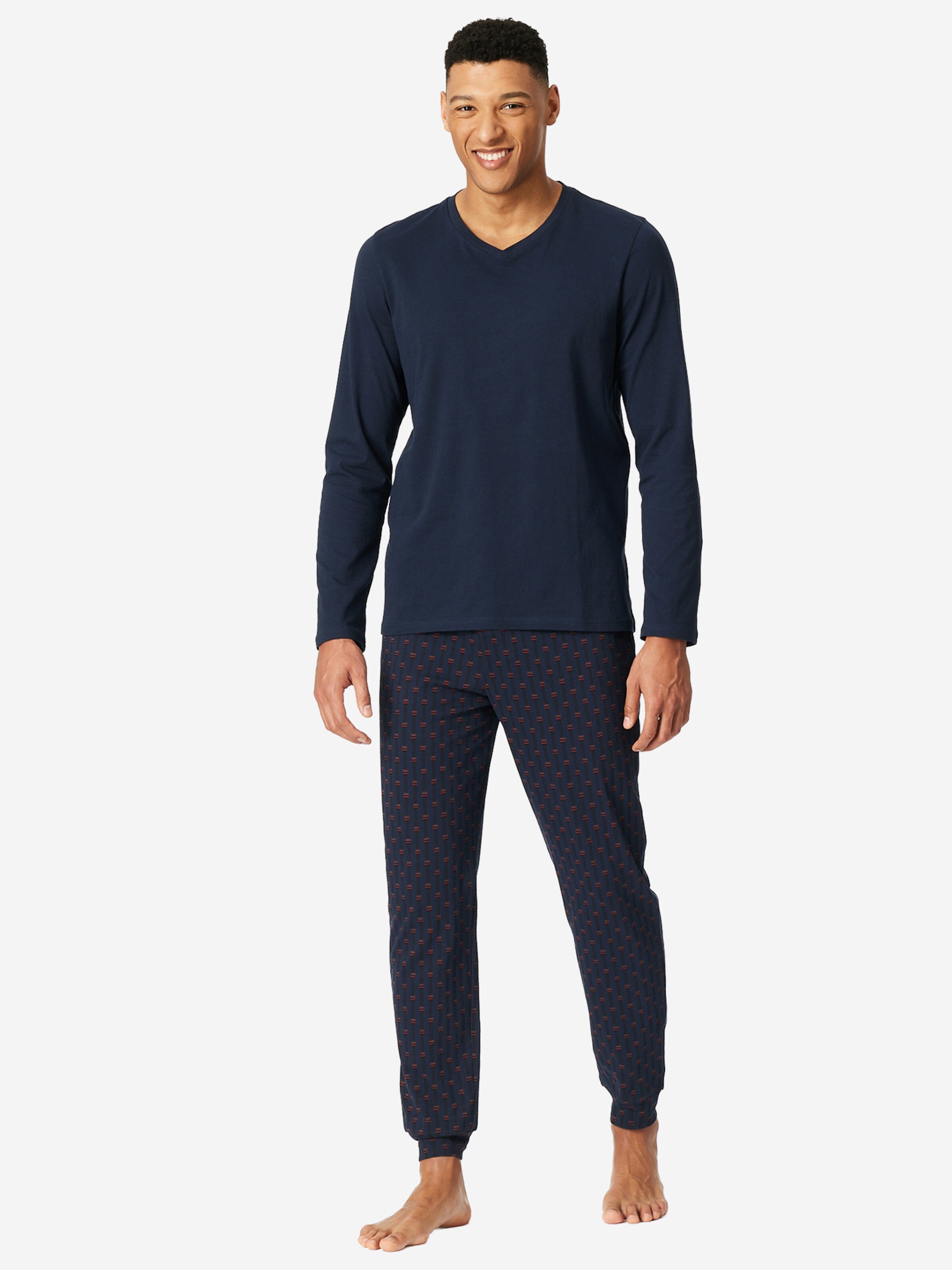 SCHIESSER Pyjama 'Casual Essentials' in Blau