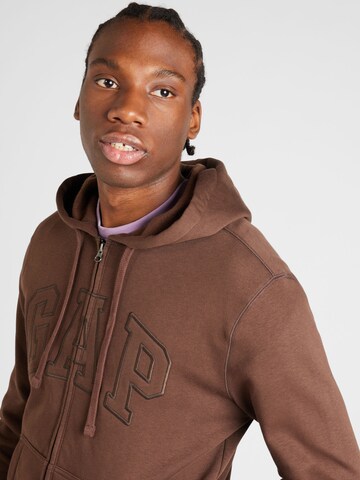 GAP Zip-Up Hoodie 'CORE ARCH' in Brown