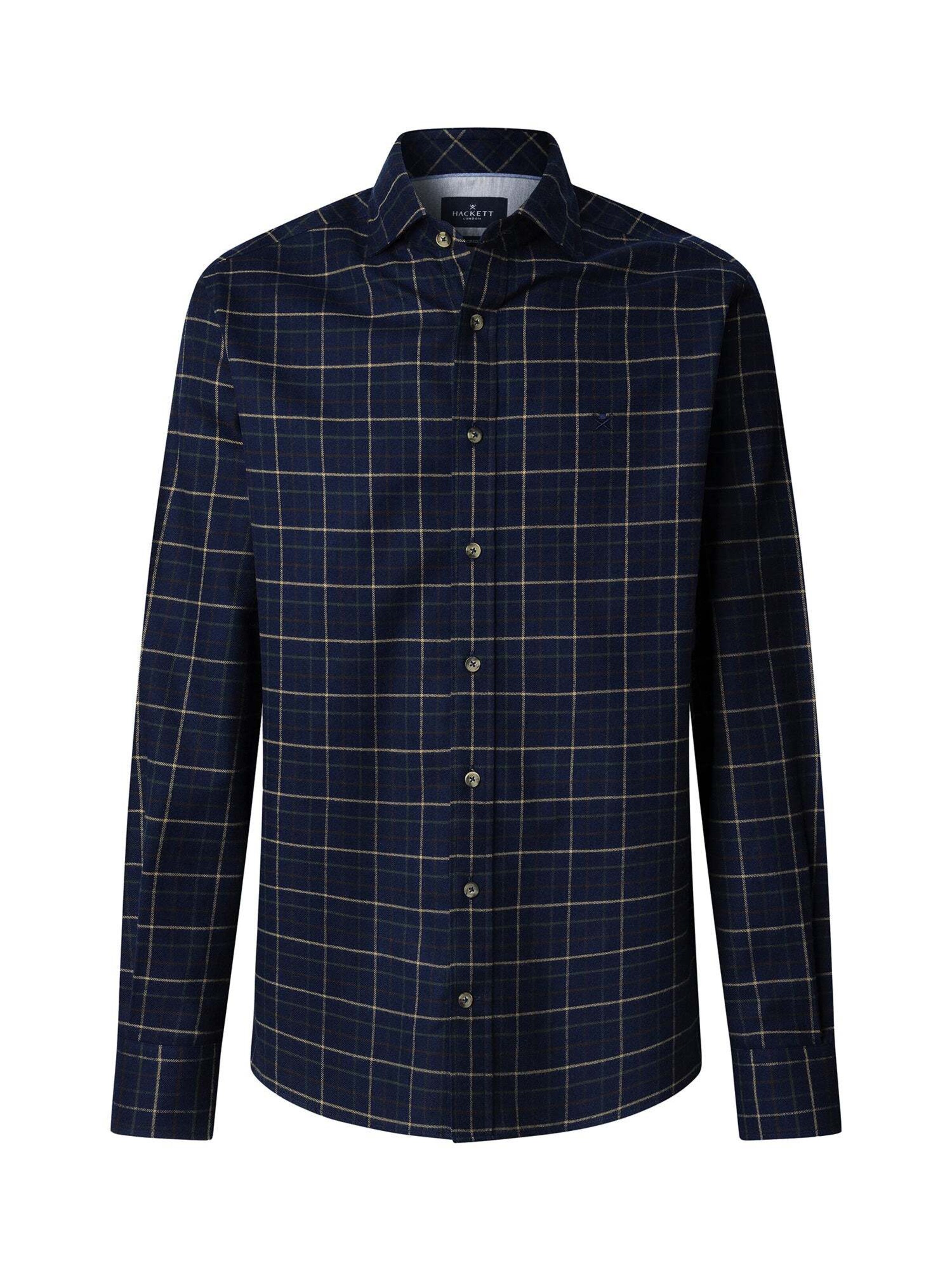 Hackett London Slim fit Overhemd 'Tattersall' in Blauw: voorkant
