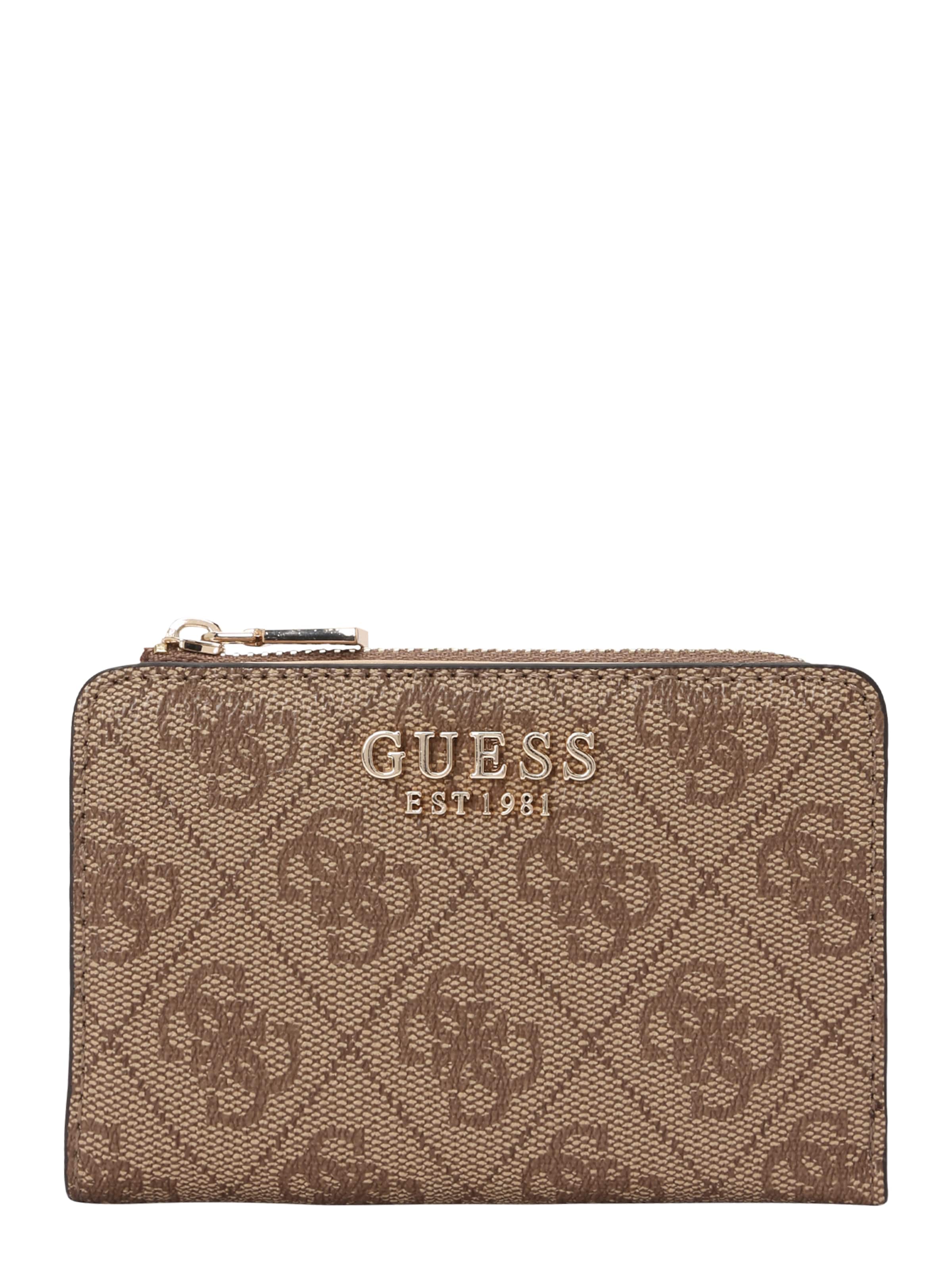 GUESS Wallet &#x27;LAUREL II SLG ZIP ARND CRD CSE&#x27; in Brown: front