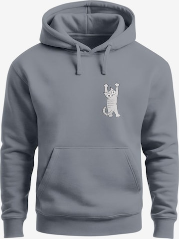 Neverless Sweatshirt 'Katze Rutschend' in Grau: Vorderseite