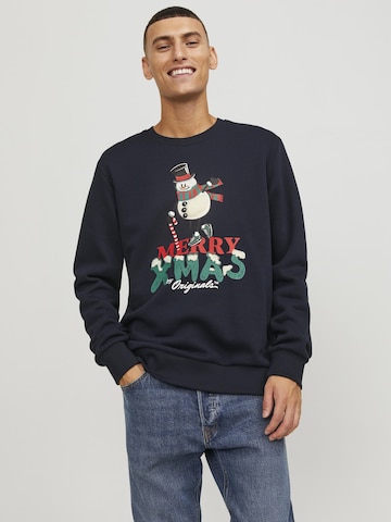 JACK & JONES Суичър 'X-Mas' в синьо: отпред