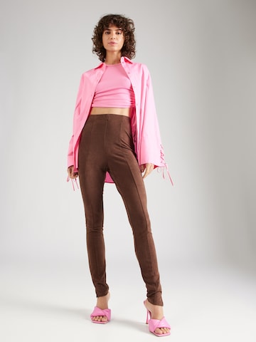 VILA Skinny Leggings 'SUDAS' in Brown