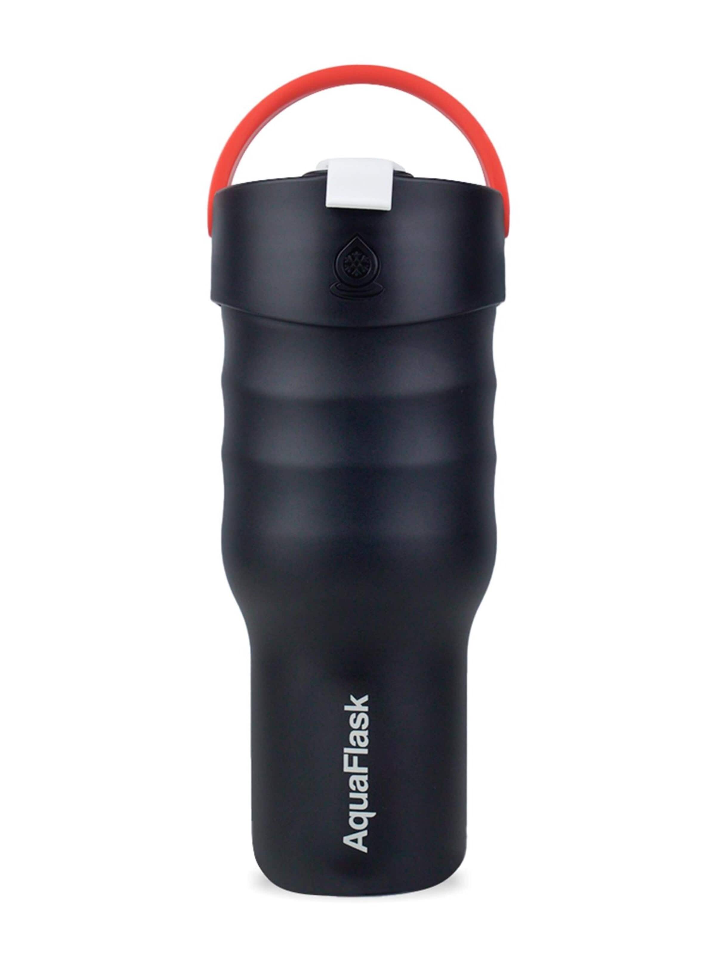 AquaFlask Láhev na vodu 'AquaFlask Termoláhev TUMBLER 887 ml' – černá: přední strana
