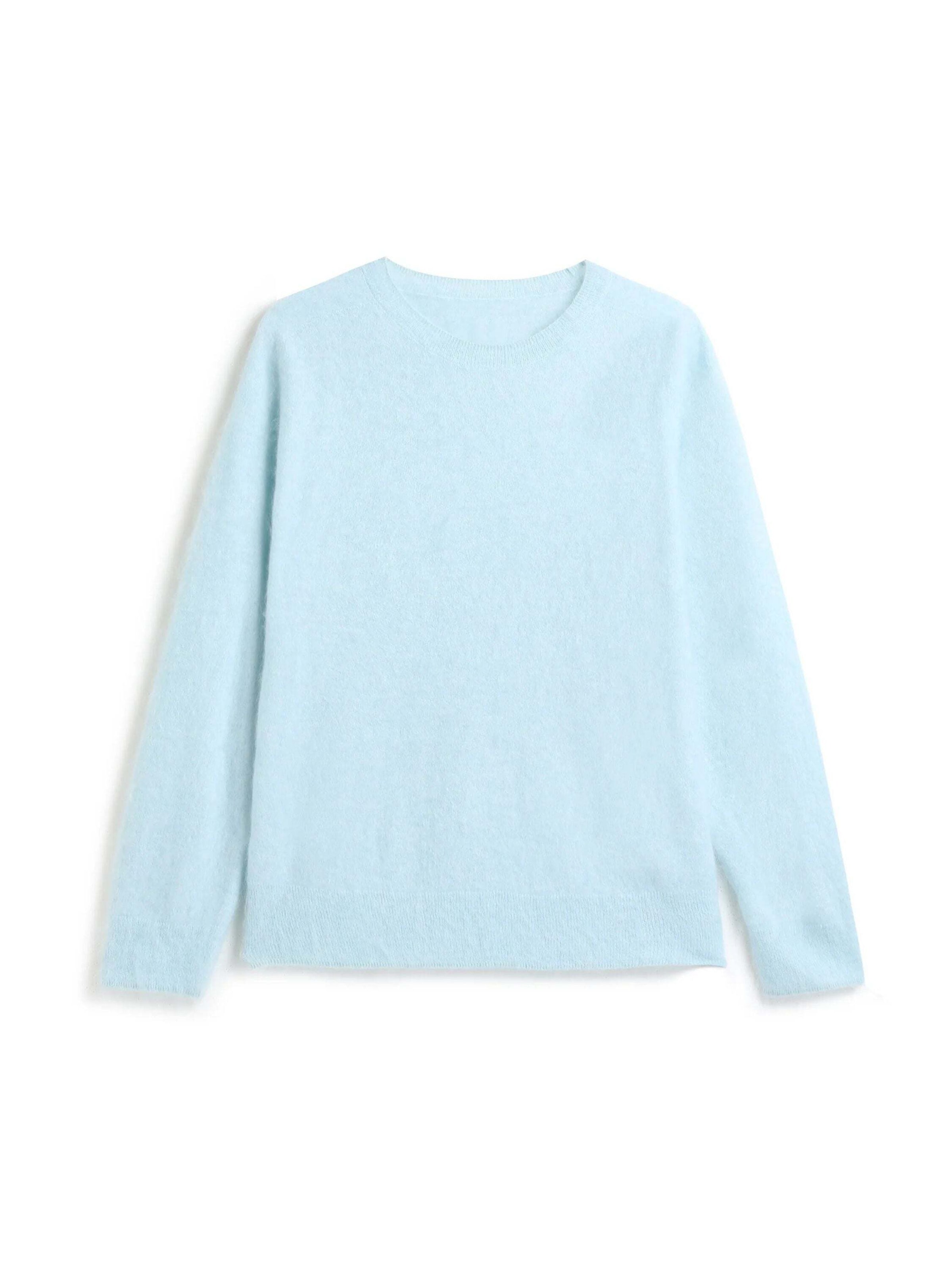 BELLEMERE NEW YORK Pullover 'Pullover aus gebürsteter Seide und Kaschmir mit Rundhalsausschnitt'‌‌‌‌‌‌‌ in Blau: Vorderseite