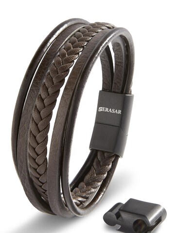 SERASAR Armband 'Braid' in Braun: Vorderseite