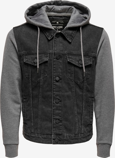 Only & Sons Overgangsjakke 'Coin' i grå-meleret / black denim, Produktvisning