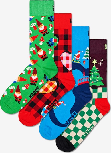 Happy Socks Socks 'Santa's Workshop' in Light blue / Brown / Green / Red, Item view