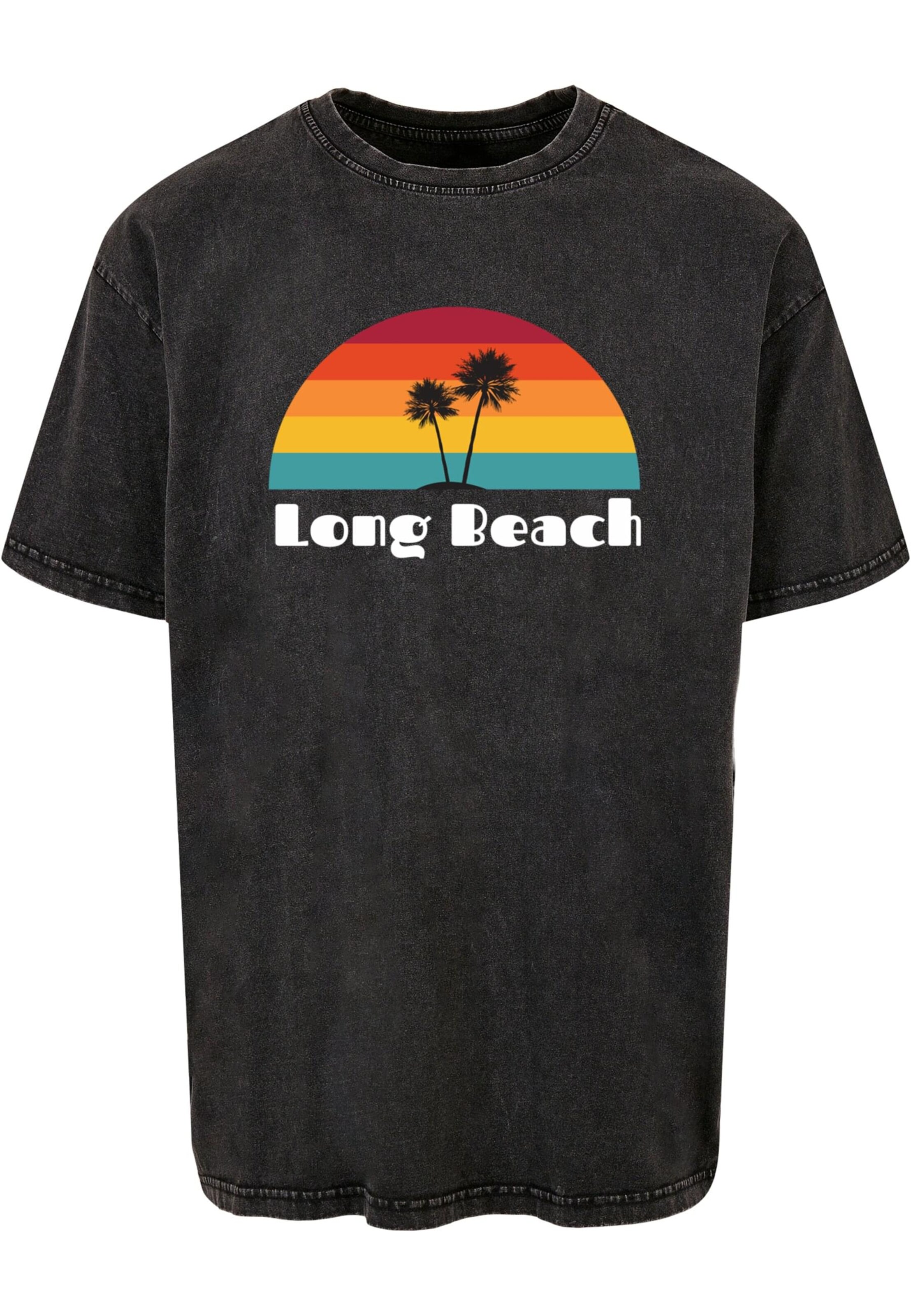 Merchcode T-Shirt 'Long Beach' in Grau: Vorderseite