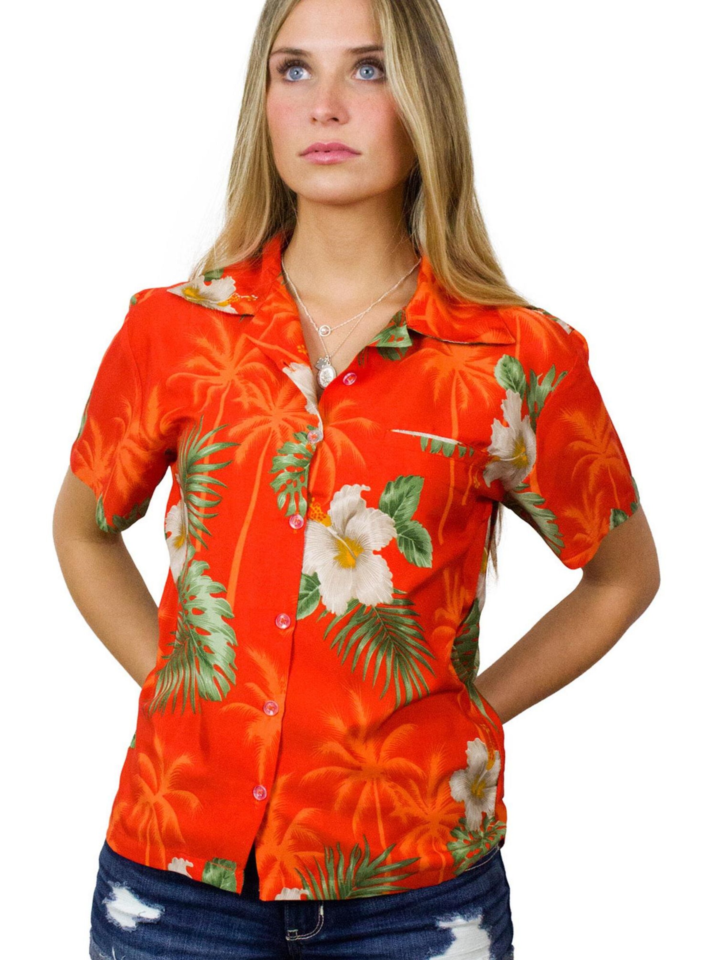 King Kameha Blouse 'Small Flower' in Orange