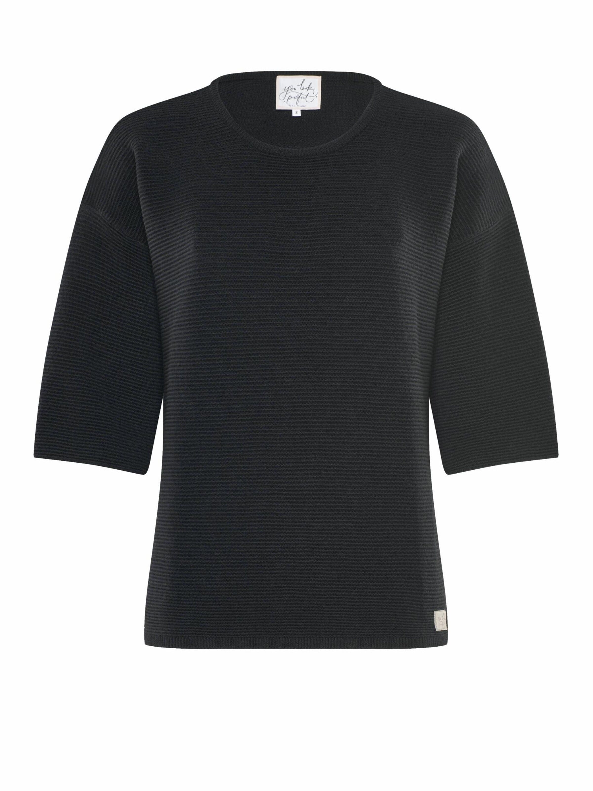 YOU LOOK PERFECT Sweater 'PULLOVER FAY - Halbarm Pullover in Strukturstrick' in Black: front