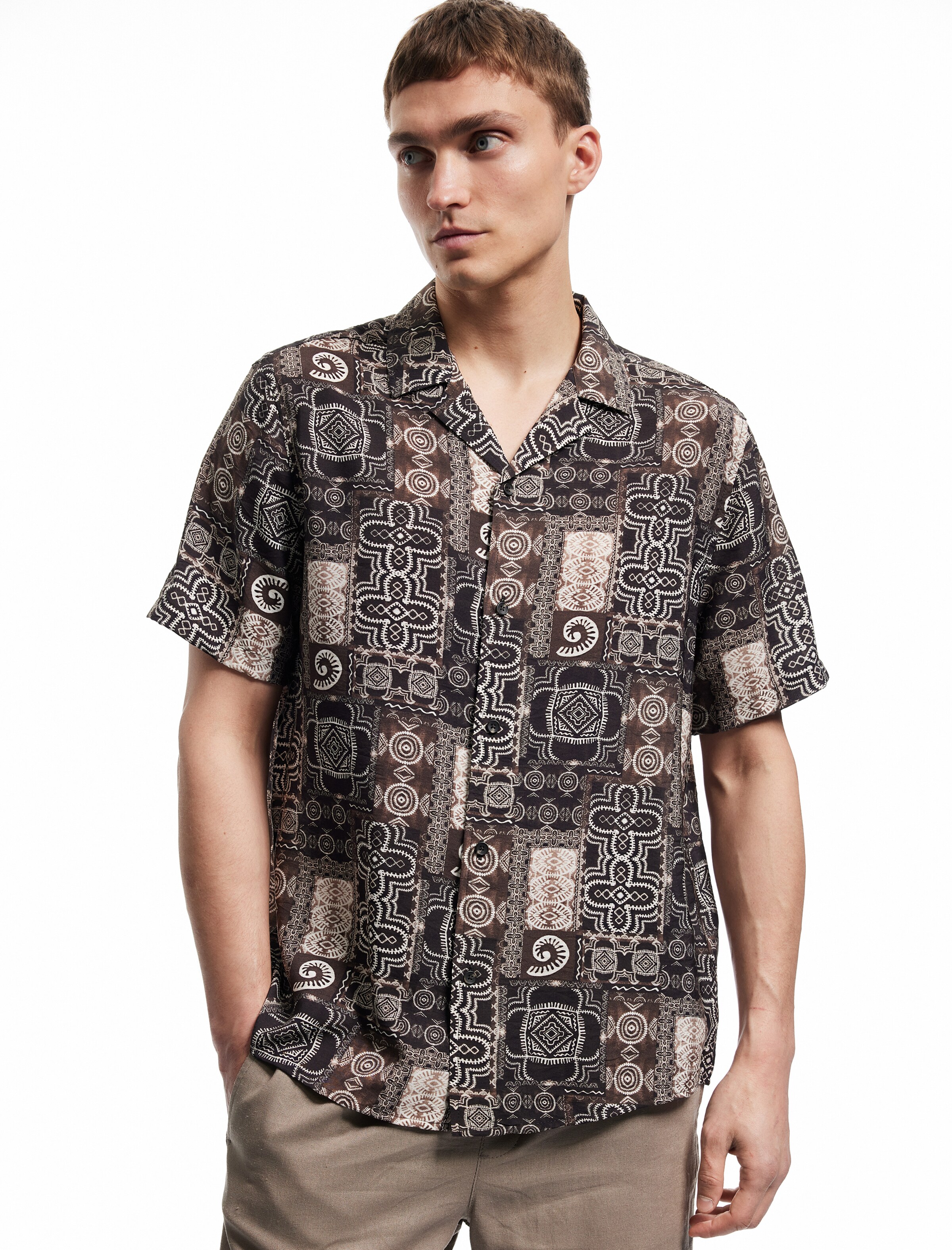Koton Comfort fit Button Up Shirt in Brown: front