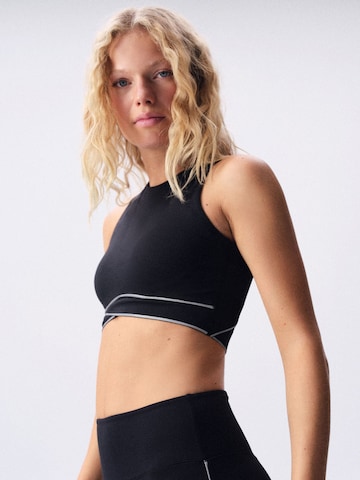 self. Bustier Sport bh in Zwart: voorkant