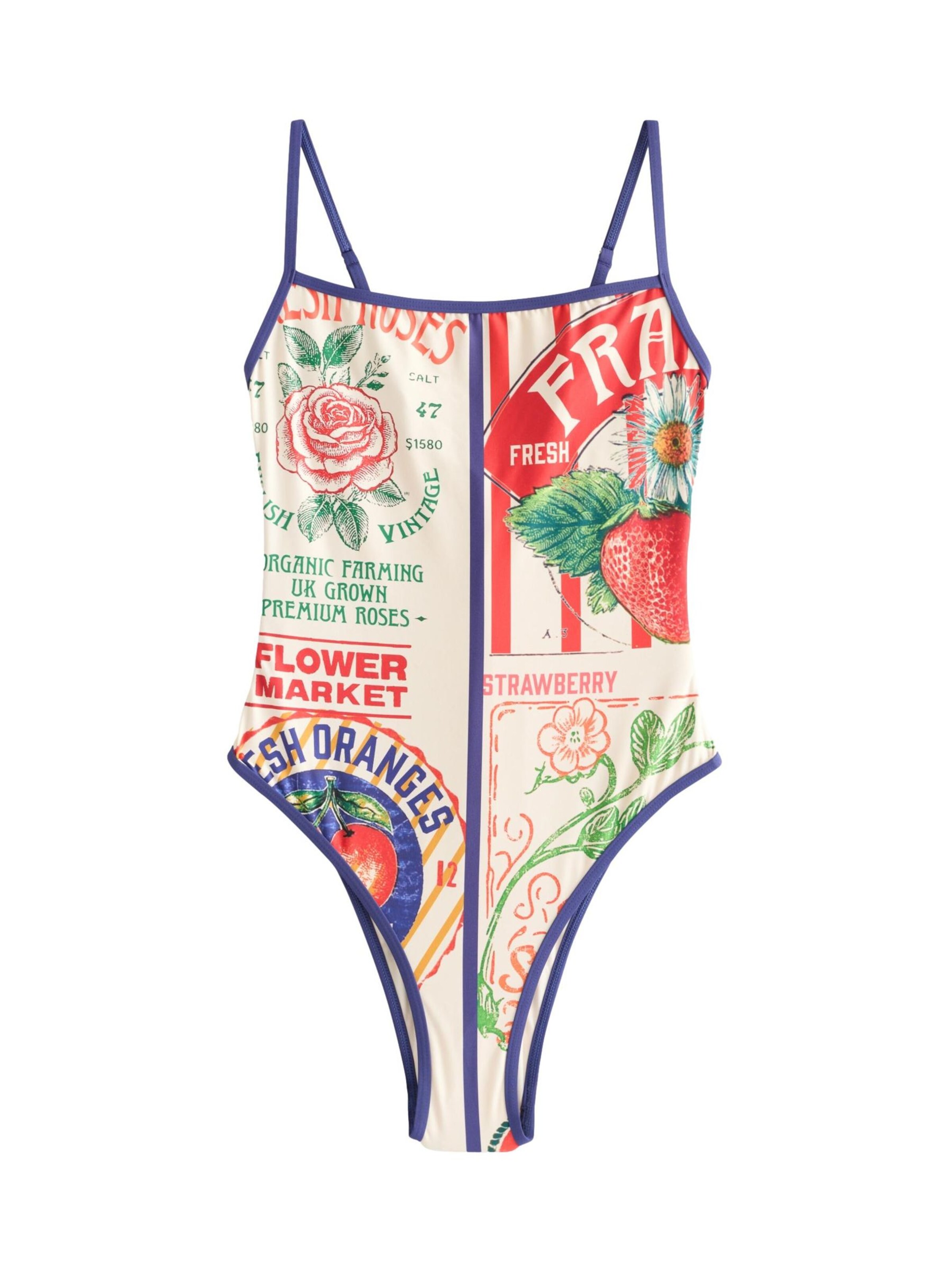 Next Maillot de bain en crème / bleu foncé / vert / rouge, Vue avec produit