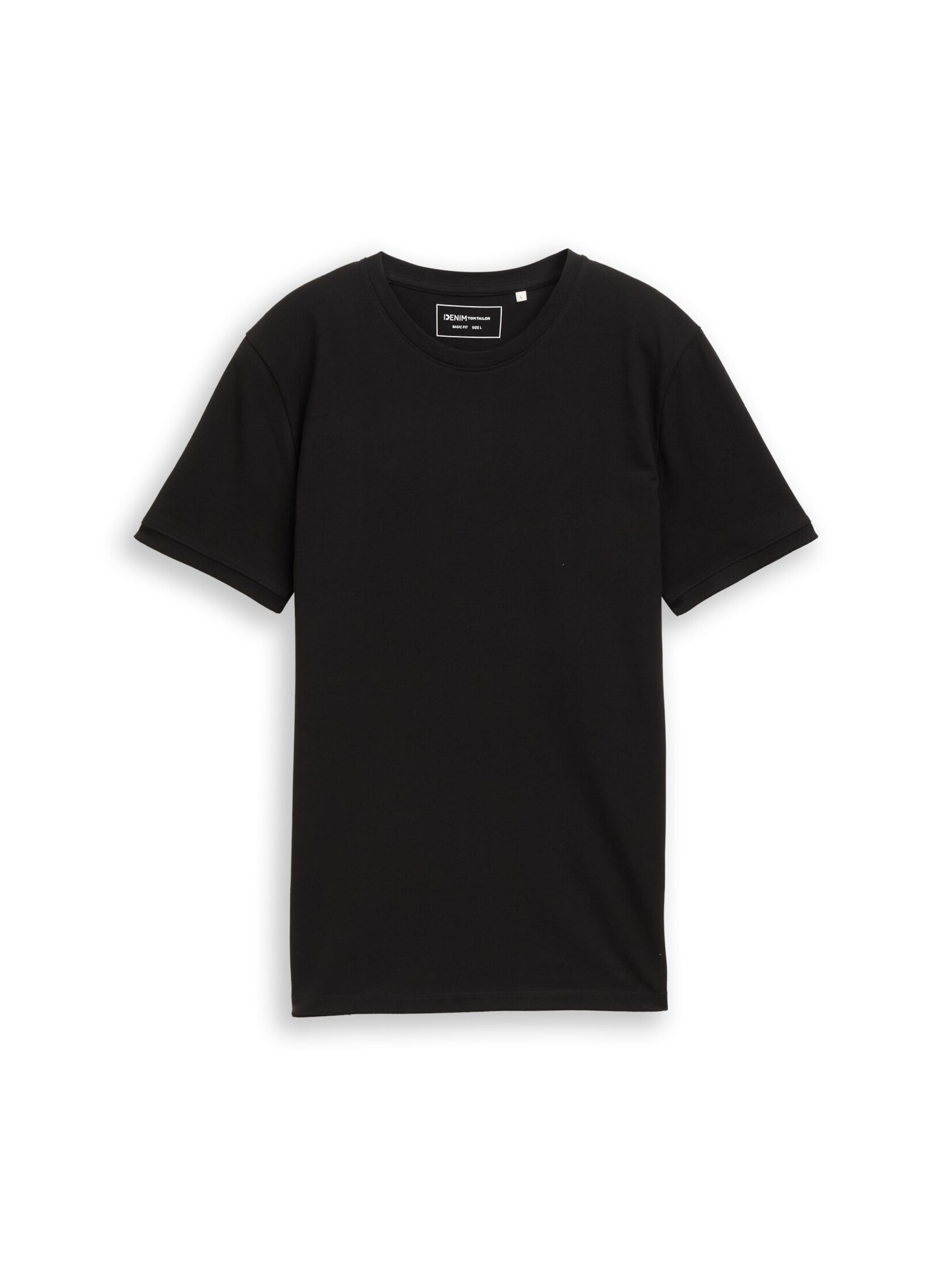 TOM TAILOR DENIM Shirt 'Piqué' in Black: front