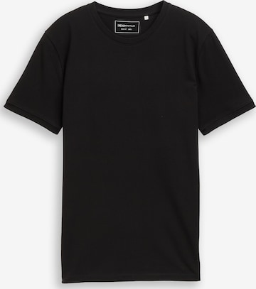 TOM TAILOR DENIM Shirt 'Piqué' in Black: front