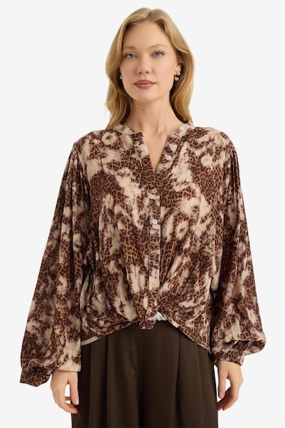 HOME STORE Blouse in de kleur Camel / Sand / Chocoladebruin, Productweergave