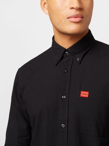 HUGO Slim fit Button Up Shirt 'Evito' in Black